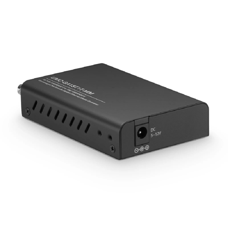 FyberOptix Mini Unmanaged 1x 10/100/1000Base-T RJ45 to 1x 100/1000Base-X Multimode ST 850nm 220/550m Gigabit Ethernet Media Converter, American Plug Standard