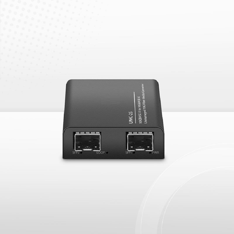 FyberOptix Mini Unmanaged 1x 10GBase-X to 1x 10GBase-X 2SFP+ 10Gigabit Fiber Media Converter, American Plug Standard