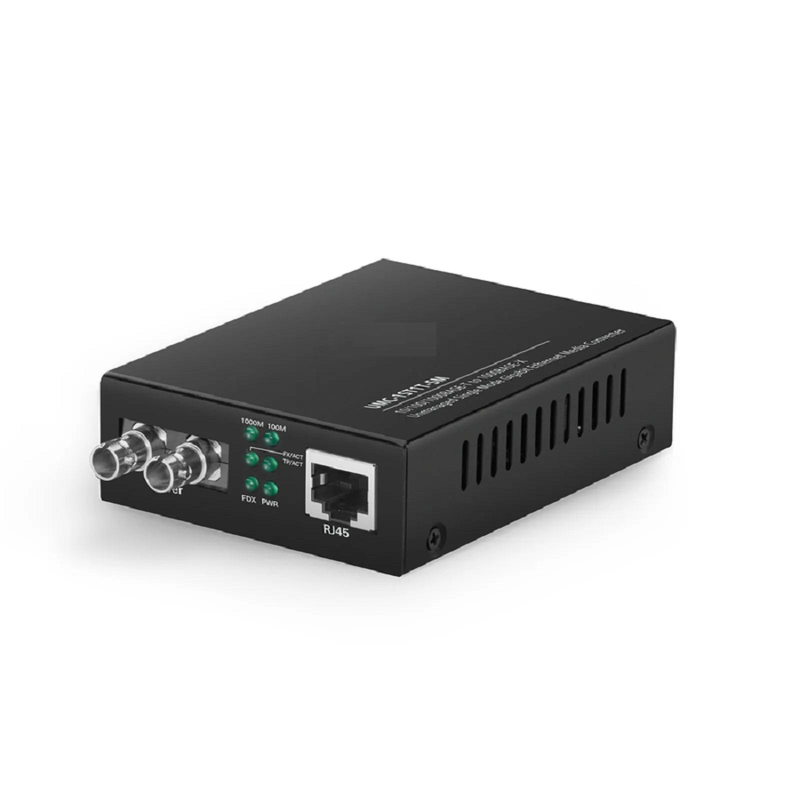 FyberOptix Unmanaged 1x 10/100/1000Base-T RJ45 to 1x 1000Base-X Single Mode ST 1310nm 20km Gigabit Ethernet Media Converter, American Plug Standard