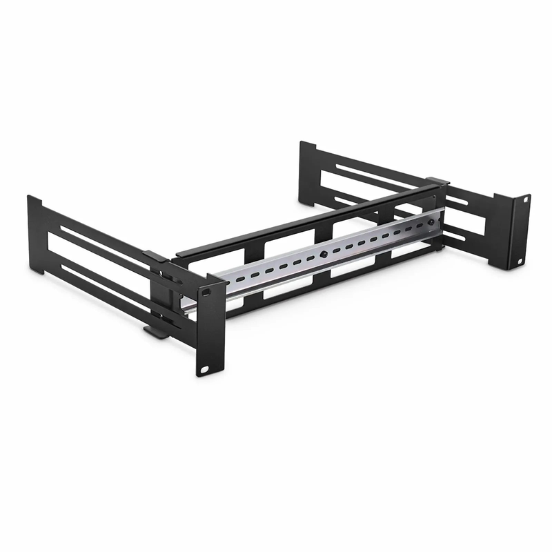 FyberOptix Adjustable DIN Rail Bracket for EIA 19" Mount, 2U, Black