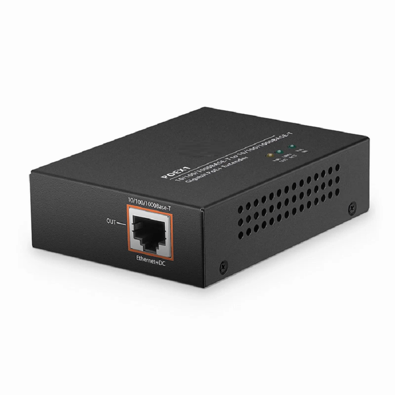 FyberOptix 2 Ports 10/100/1000M Gigabit PoE+ Extender, 1 in 1 out, Din-rail/Wall mountable, IEEE 802.3at/802.3af, 0 to 50Â°C
