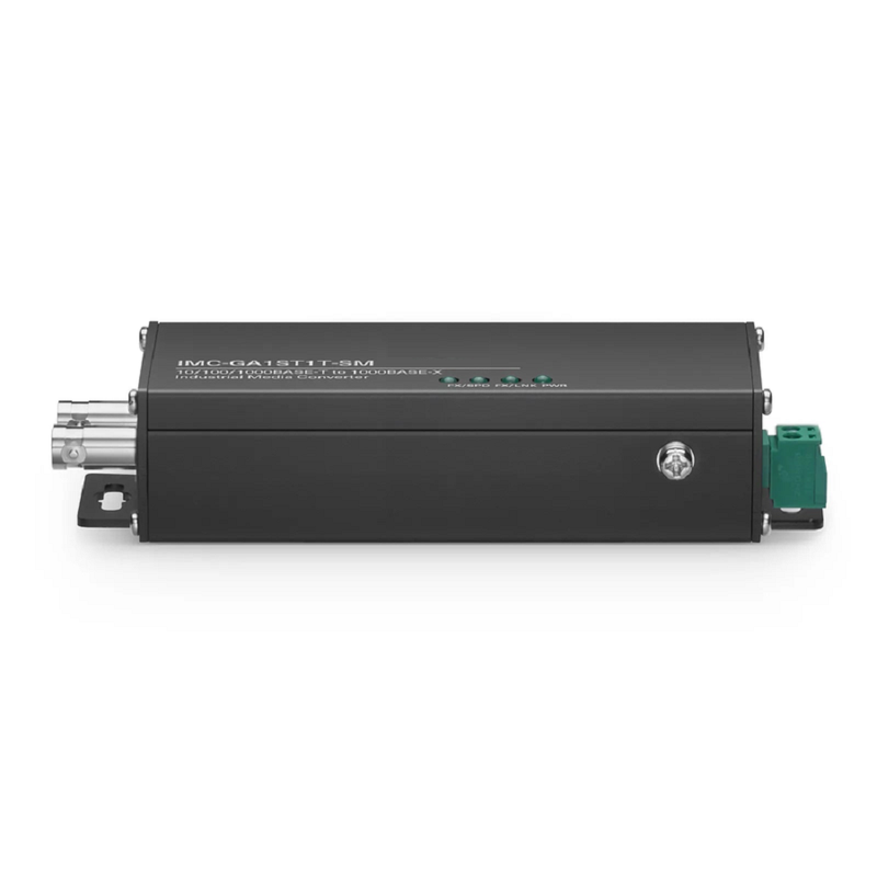 FyberOptix Mini Industrial Unmanaged 1x 10/100/1000Base-T RJ45 to 1x 1000Base-X Single Mode ST 1310nm 20km Gigabit Ethernet Media Converter, American Plug Standard