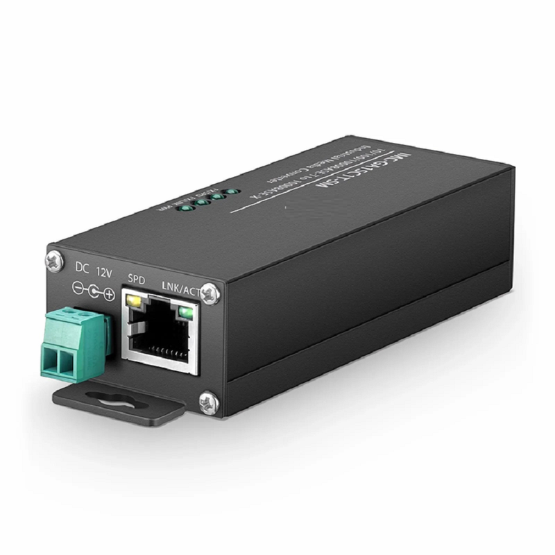FyberOptix Mini Industrial Unmanaged 1x 10/100/1000Base-T RJ45 to 1x 1000Base-X Single Mode SC 1310nm 20km Gigabit Ethernet Media Converter, American Plug Standard