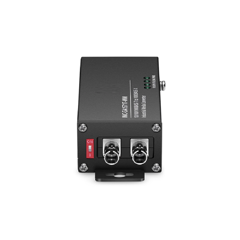 FyberOptix Mini Industrial 1x 10/100/1000Base-T RJ45 to 1x 1000Base-X Multimode ST 850nm 550m Gigabit Ethernet Media Converter, American Plug Standard