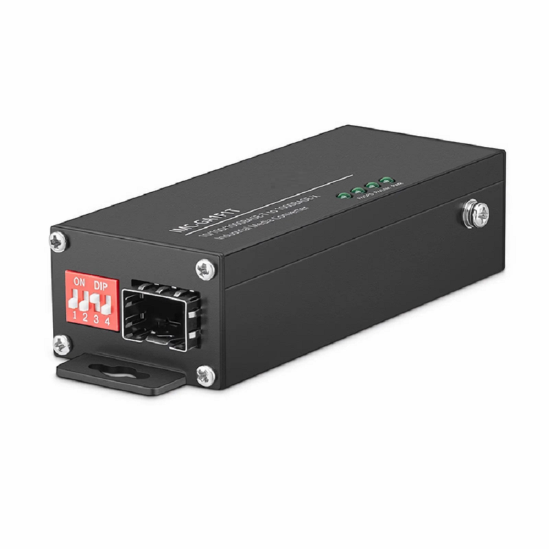 FyberOptix Mini Industrial Unmanaged 1x 10/100/1000Base-T RJ45 to 1x 1000Base-X SFP Gigabit Ethernet Media Converter, American Plug Standard