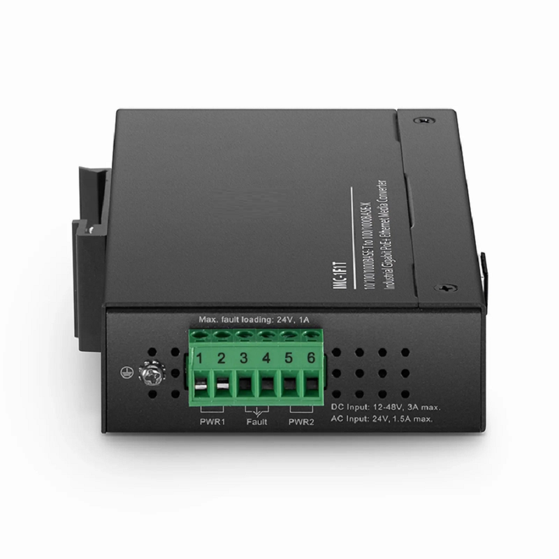 FyberOptix Industrial Unmanaged 1x 10/100/1000Base-T RJ45 to 1x 100/1000Base-X SFP Gigabit PoE+ Ethernet Media Converter