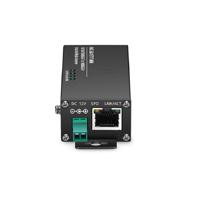 FyberOptix Mini Industrial 1x 10/100/1000Base-T RJ45 to 1x 1000Base-X Multimode ST 850nm 550m Gigabit Ethernet Media Converter, British Plug Standard