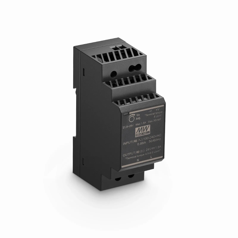 FyberOptix 30W 24VDC Ultra Slim Step-Shaped DIN Rail Industrial Power Supply