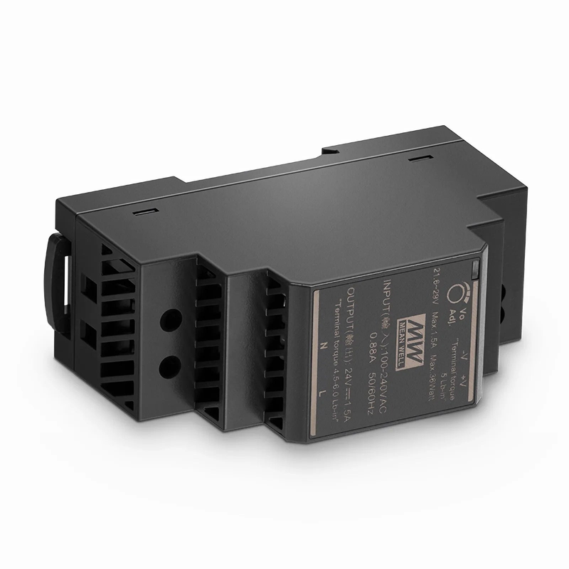 FyberOptix 30W 24VDC Ultra Slim Step-Shaped DIN Rail Industrial Power Supply