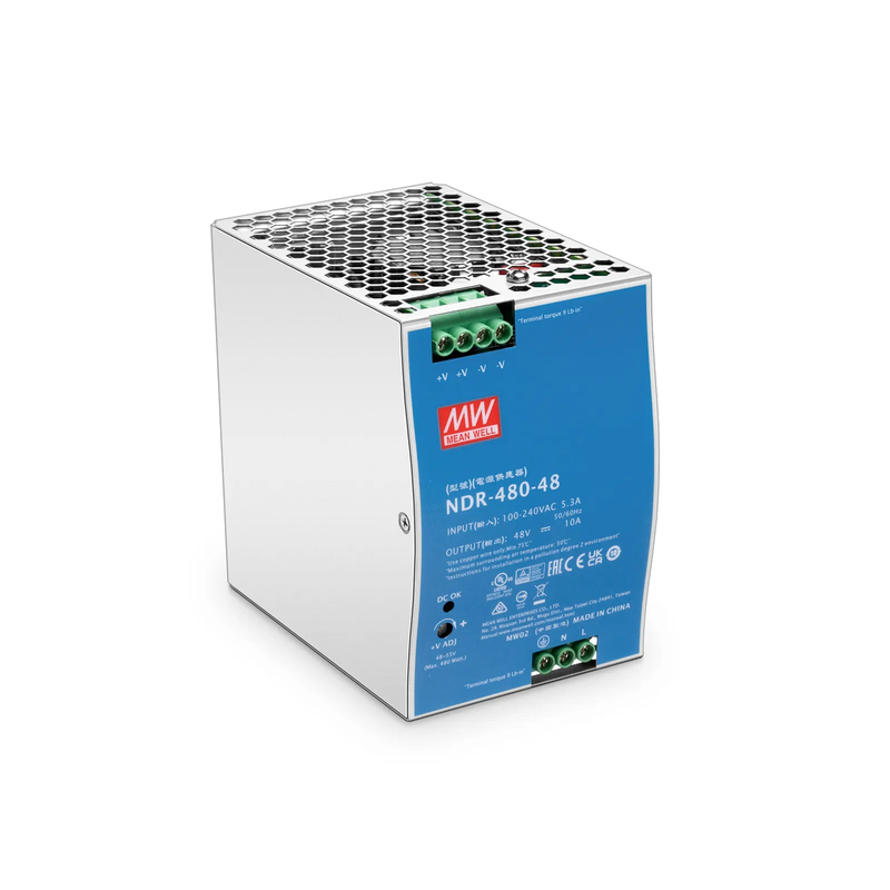 FyberOptix 480W 48VDC Slim DIN Rail Economical Industrial Power Supply with PFC Function