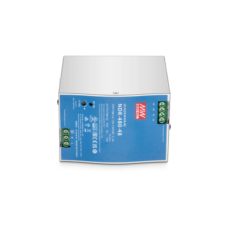 FyberOptix 480W 48VDC Slim DIN Rail Economical Industrial Power Supply with PFC Function
