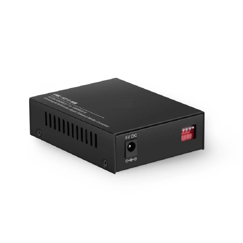 FyberOptix Unmanaged 1x 10/100/1000Base-T RJ45 to 1x 1000Base-X Multimode ST 850nm 220/550m Gigabit Ethernet Media Converter, American Plug Standard