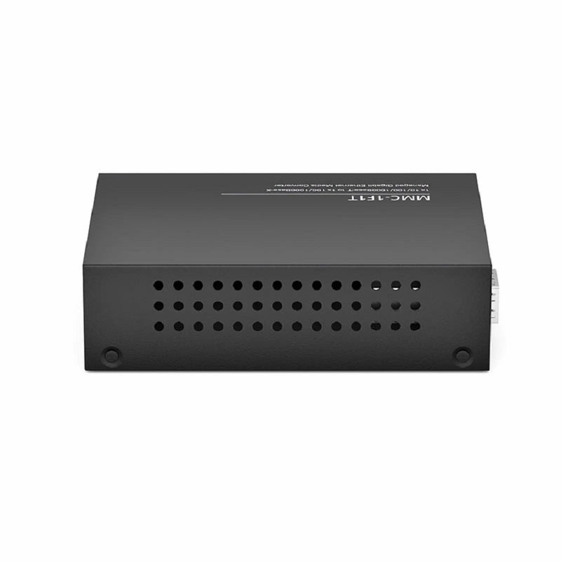 FyberOptix Managed 1x 10/100/1000Base-T RJ45 to 1x 100/1000Base-X SFP Gigabit Ethernet Media Converter, American Plug Standard