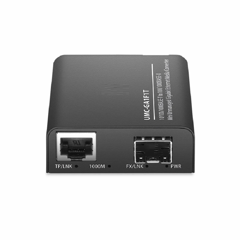 FyberOptix Mini Unmanaged 1x 10/100/1000Base-T RJ45 to 1x 1000Base-X SFP Gigabit Ethernet Media Converter, British Plug Standard