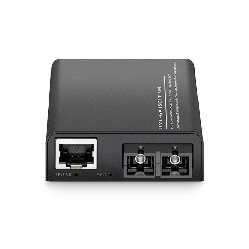 FyberOptix Mini Unmanaged 1x 10/100/1000Base-T RJ45 to 1x 100/1000Base-X Single Mode SC 1310nm 10km Gigabit Ethernet Media Converter, European Plug Standard