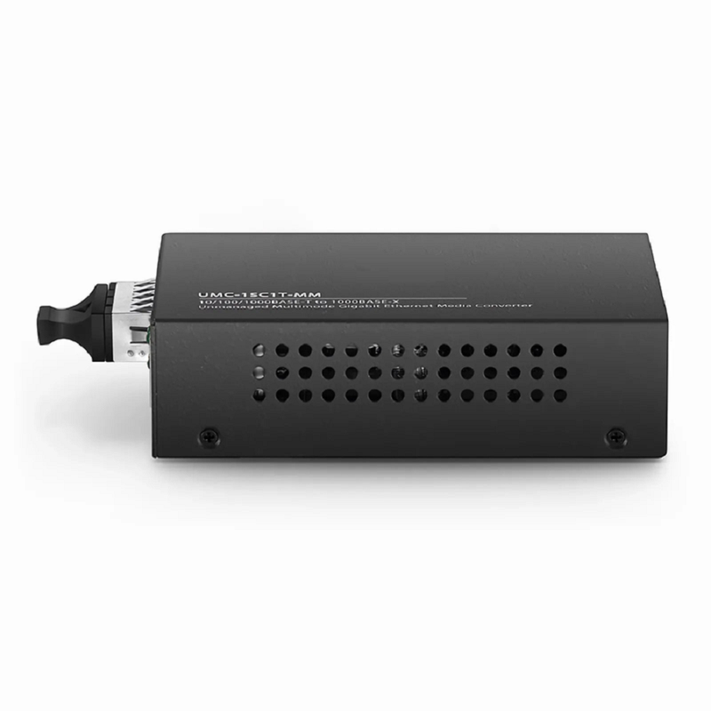 FyberOptix Unmanaged 1x 10/100/1000Base-T to 1x 1000Base-X Multimode SC 850nm 220/550m Gigabit Ethernet Media Converter, British Plug Standard