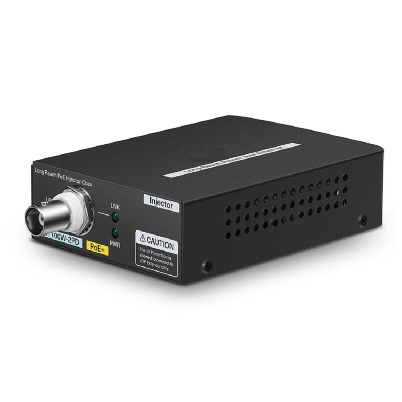 FyberOptix IES1101W-2PD, 1-Port 10/100M Fast Ethernet Long Reach PoE over Coaxial Extender, 1 x BNC Female Input to 1 x PoE+ Output, -20 to 70Â°C Operating Temperature