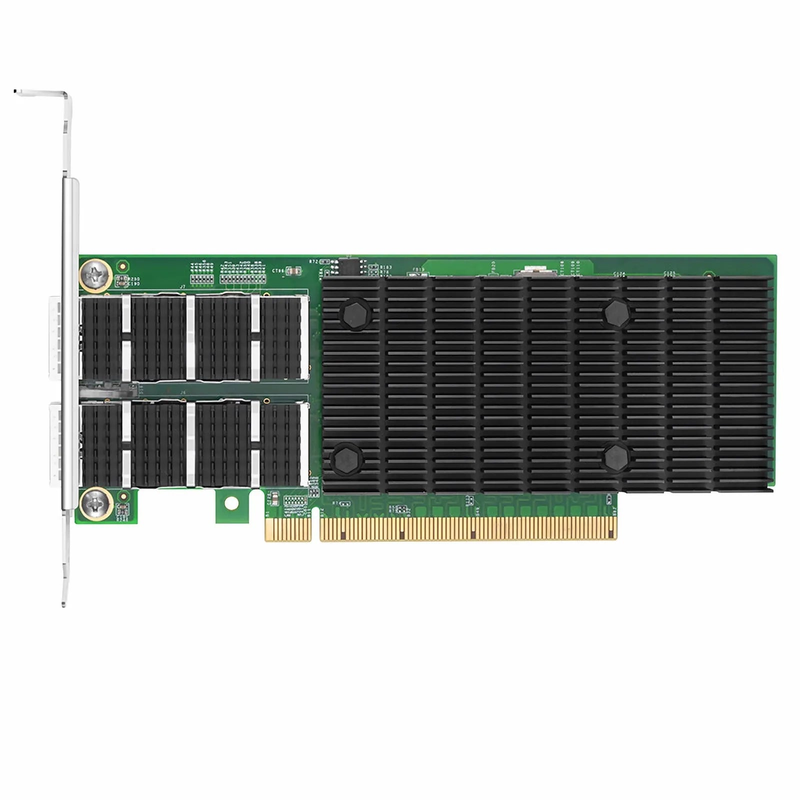 FyberOptix Intel E810-CAM2 Based Ethernet Network Interface Card, 100G Dual-Port QSFP28, PCIe 4.0 x 16, Comparable to Intel E810-CQDA2, Full Height&Low Profile