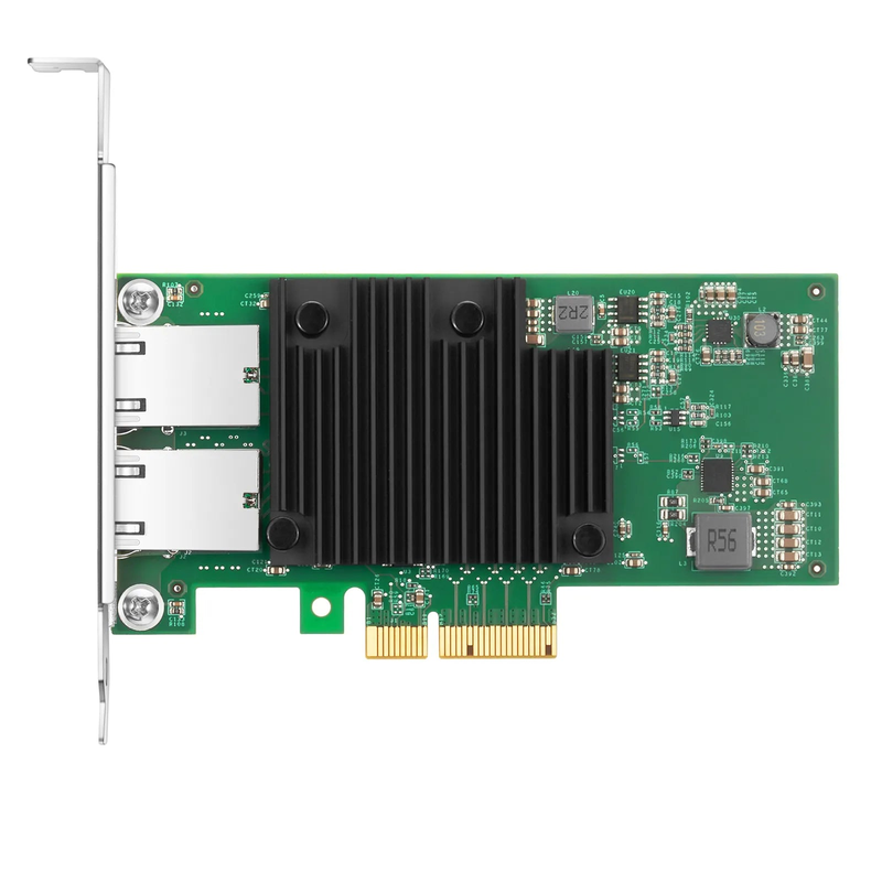 FyberOptix Intel X550-AT2 Based Ethernet Network Interface Card, 10GBase-T Dual-Port, PCIe 3.0 x 4, Comparable to Intel X550-T2, Full Height&Low Profile