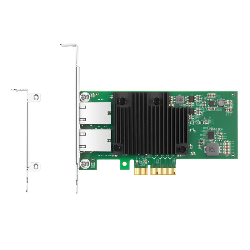 FyberOptix Intel X550-AT2 Based Ethernet Network Interface Card, 10GBase-T Dual-Port, PCIe 3.0 x 4, Comparable to Intel X550-T2, Full Height&Low Profile