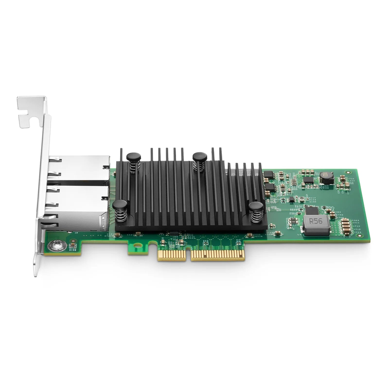 FyberOptix Intel X550-AT2 Based Ethernet Network Interface Card, 10GBase-T Dual-Port, PCIe 3.0 x 4, Comparable to Intel X550-T2, Full Height&Low Profile