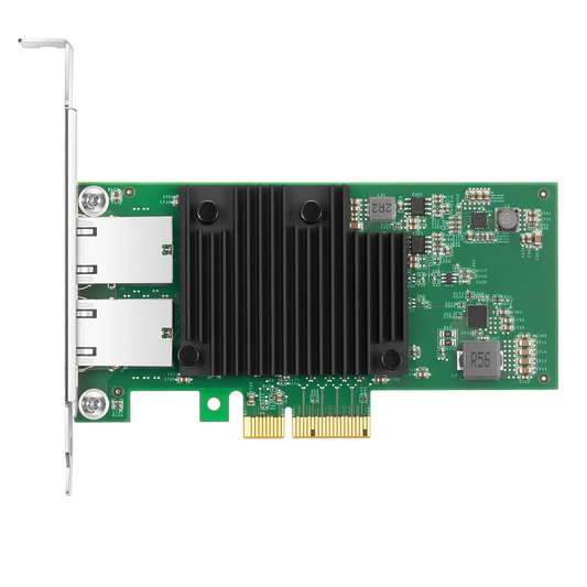 FyberOptix Intel X550-AT2 Based Ethernet Network Interface Card, 10GBase-T Dual-Port, PCIe 3.0 x 4, Comparable to Intel X550-T2, Full Height&Low Profile