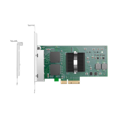 FyberOptix Intel I350-AM4 Based Ethernet Network Interface Card, 1G Quad-Port RJ45, PCIe 2.0 x4, Comparable to Intel I350-T4V2, Tall&Short Bracket