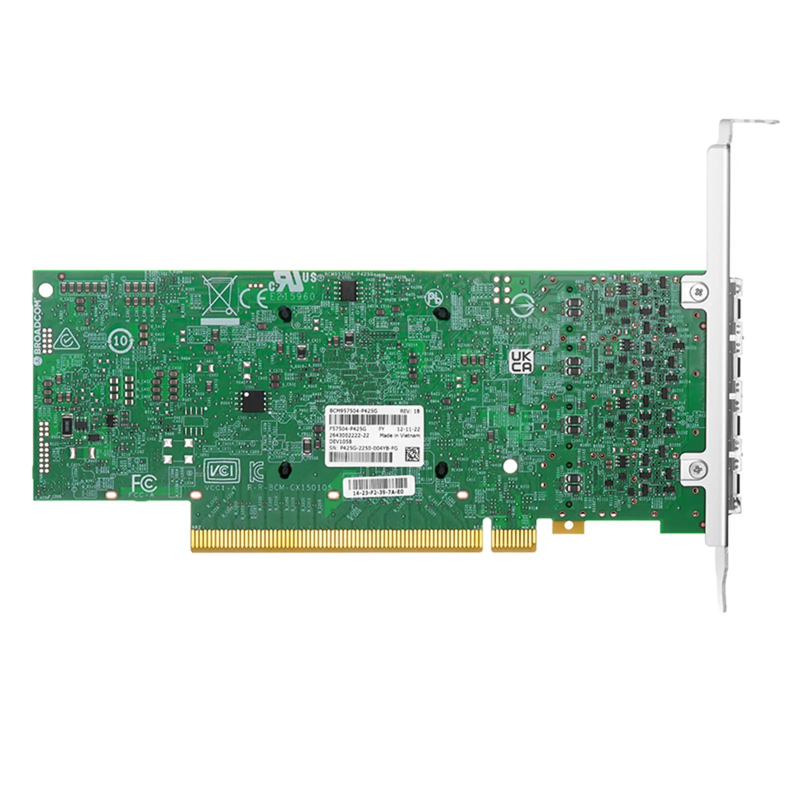 FyberOptix BroadcomÂ® BCM957504-P425G Ethernet Network Interface Card, P425G 25GbE Quad-port SFP28, PCIe 4.0 x16, Standard & Low Profile