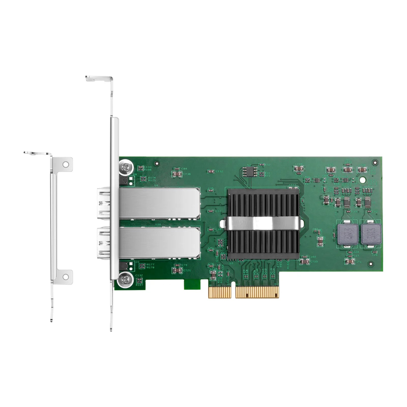 FyberOptix Intel I350-AM2 Based Ethernet Network Interface Card, 1G Dual-Port SFP, PCIe 2.0 x4, Comparable to Intel I350-F2, Tall&Short Bracket