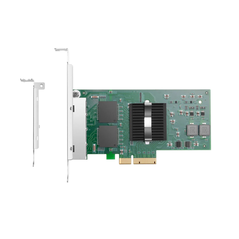 FyberOptix Intel I350-AM4 Based Ethernet Network Interface Card, 1G Quad-Port RJ45, PCIe 2.0 x4, Comparable to Intel I350-T4V2, Tall&Short Bracket