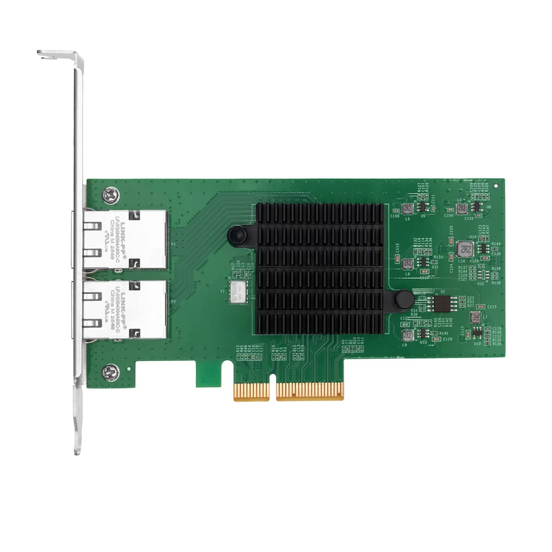 FyberOptix Intel E610-XAT2 Based Ethernet Network Interface Card, 10G Dual-Port RJ45, PCIe 4.0 x4, Comparable to Intel E610-XT2, Tall&Short Bracket