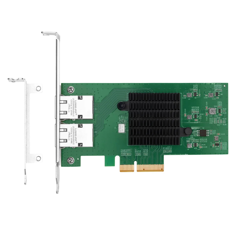 FyberOptix Intel E610-XAT2 Based Ethernet Network Interface Card, 10G Dual-Port RJ45, PCIe 4.0 x4, Comparable to Intel E610-XT2, Tall&Short Bracket