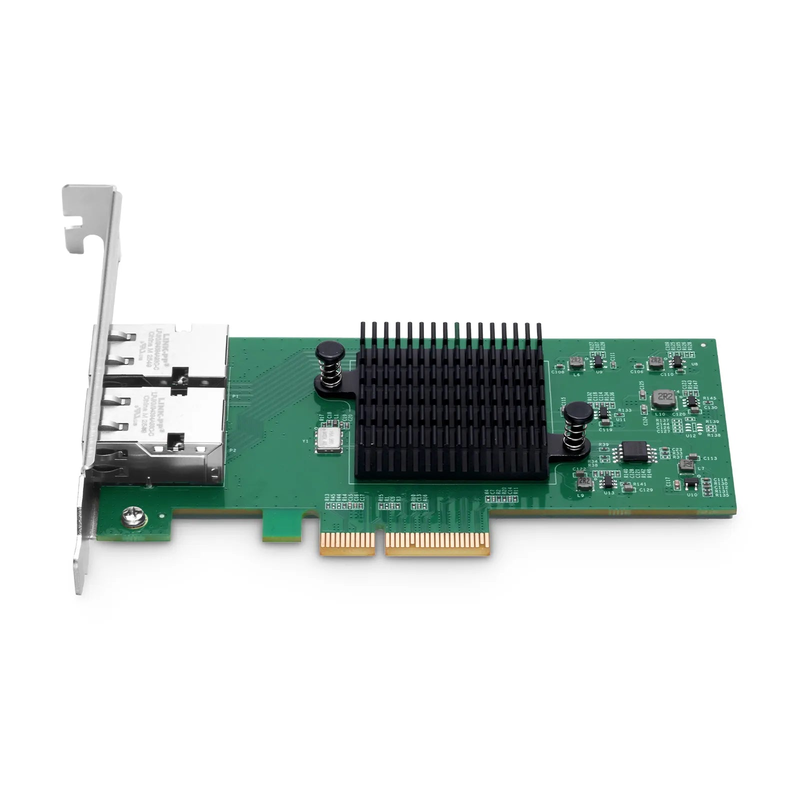 FyberOptix Intel E610-XAT2 Based Ethernet Network Interface Card, 10G Dual-Port RJ45, PCIe 4.0 x4, Comparable to Intel E610-XT2, Tall&Short Bracket