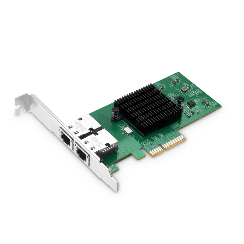 FyberOptix Intel E610-XAT2 Based Ethernet Network Interface Card, 10G Dual-Port RJ45, PCIe 4.0 x4, Comparable to Intel E610-XT2, Tall&Short Bracket