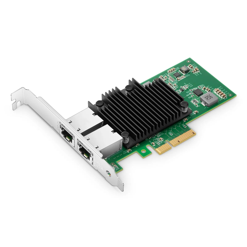 FyberOptix Intel X550-AT2 Based Ethernet Network Interface Card, 10GBase-T Dual-Port, PCIe 3.0 x 4, Comparable to Intel X550-T2, Full Height&Low Profile