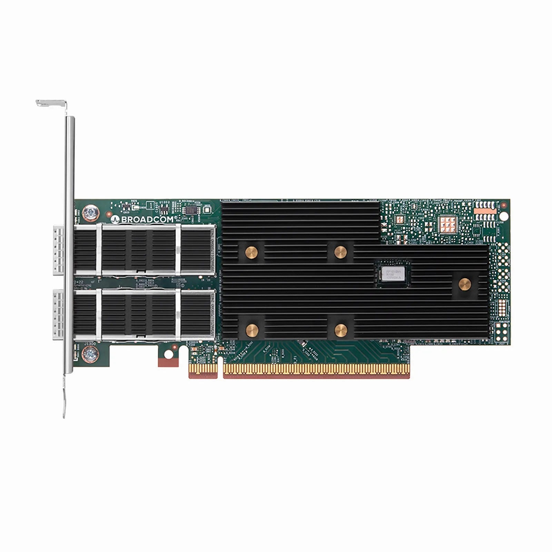 FyberOptix BroadcomÂ® BCM957608-P2200GQF00 Ethernet Network Interface Card, 200G Dual-Port QSFP112, PCIe 5.0 x 16, Standard & Low Profile