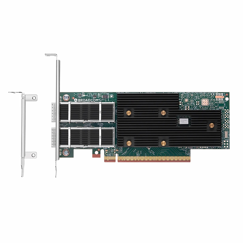 FyberOptix BroadcomÂ® BCM957608-P2200GQF00 Ethernet Network Interface Card, 200G Dual-Port QSFP112, PCIe 5.0 x 16, Standard & Low Profile
