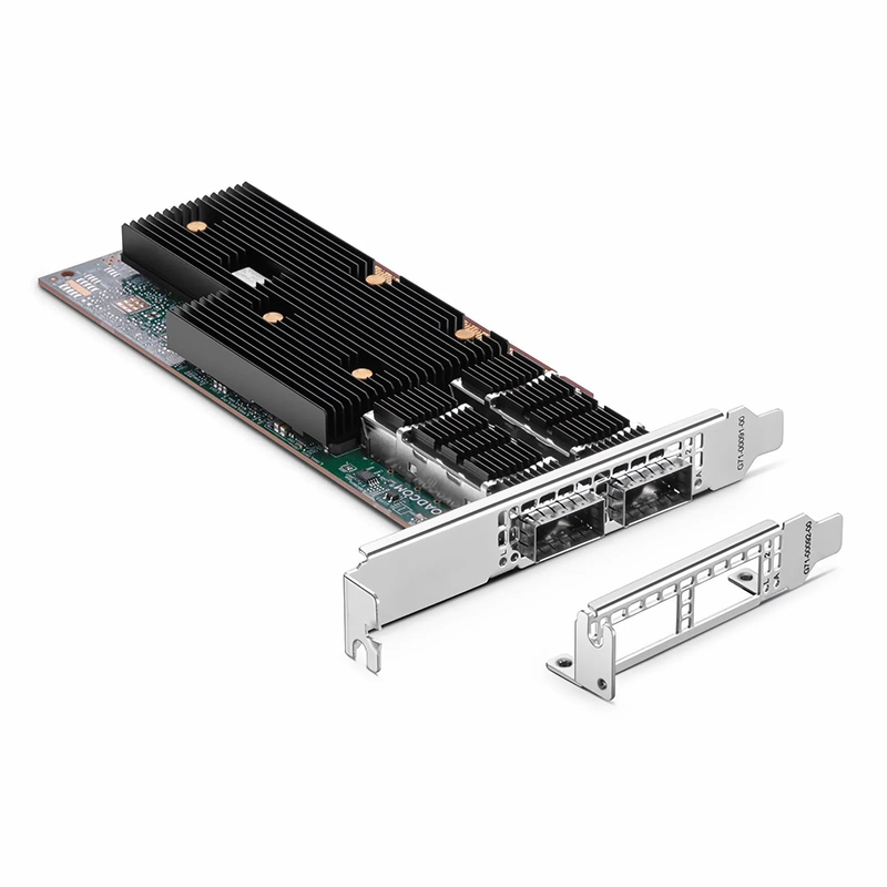 FyberOptix BroadcomÂ® BCM957608-P2200GQF00 Ethernet Network Interface Card, 200G Dual-Port QSFP112, PCIe 5.0 x 16, Standard & Low Profile