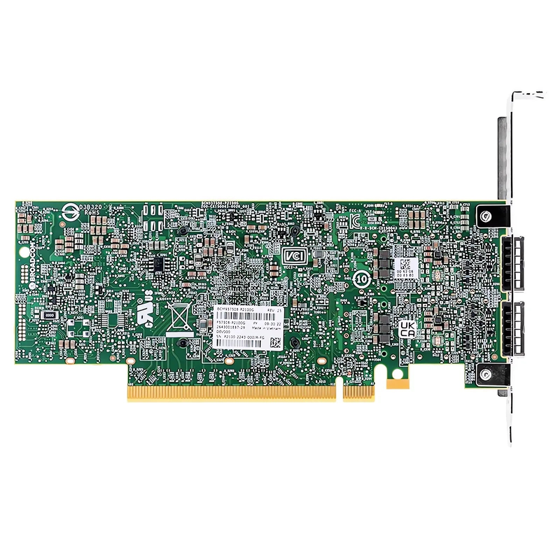 FyberOptix BroadcomÂ® BCM957508-P2100G Ethernet Network Interface Card, P2100G 100GbE Dual-port QSFP56, PCIe 4.0 x 16, Standard & Low Profile