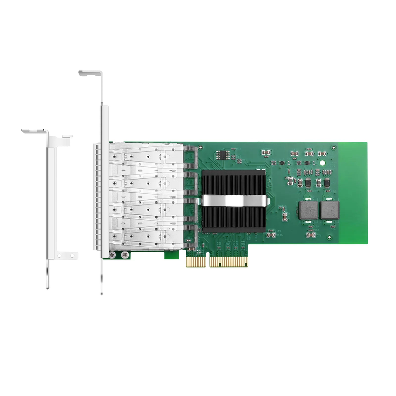 FyberOptix Intel I350-AM4 Based Ethernet Network Interface Card, 1G Quad-Port SFP, PCIe 2.0 x4, Comparable to Intel I350-F4, Tall&Short Bracket
