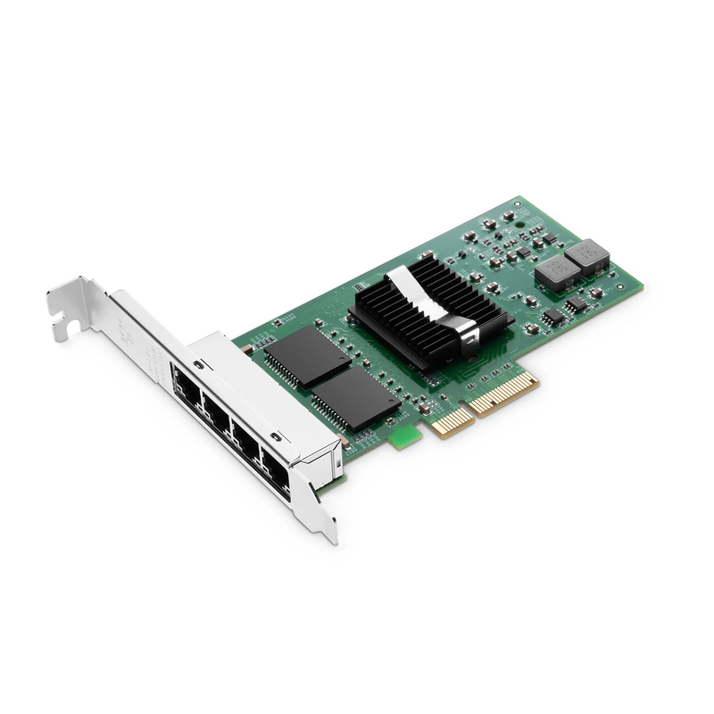 FyberOptix Intel I350-AM4 Based Ethernet Network Interface Card, 1G Quad-Port RJ45, PCIe 2.0 x4, Comparable to Intel I350-T4V2, Tall&Short Bracket