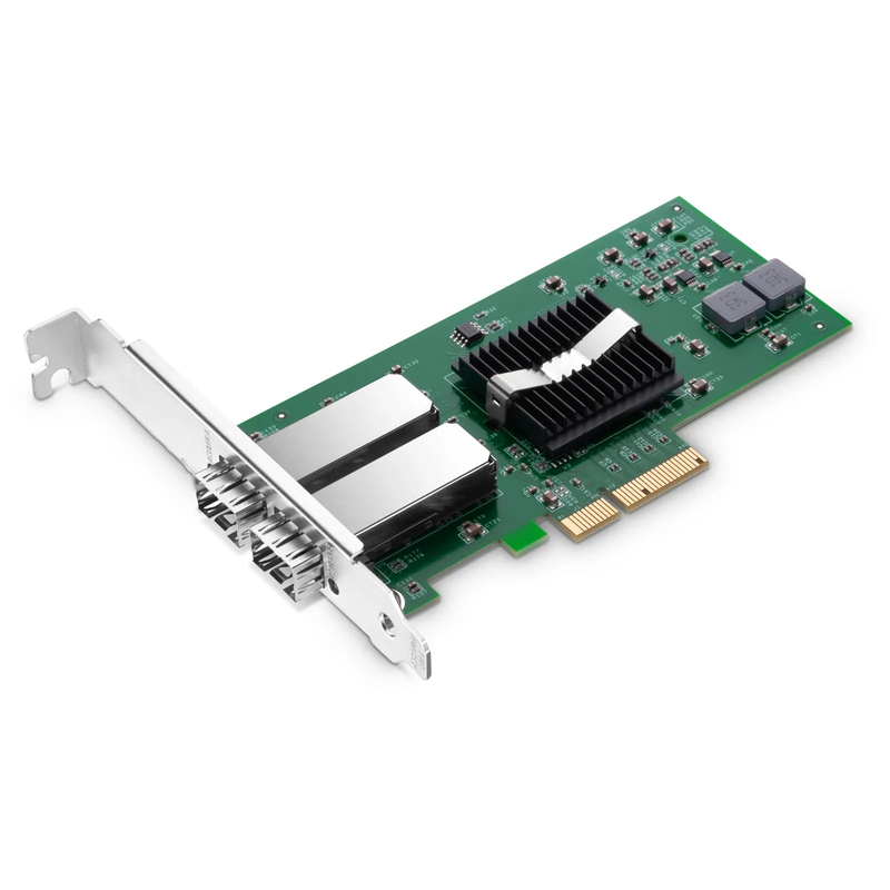 FyberOptix Intel I350-AM2 Based Ethernet Network Interface Card, 1G Dual-Port SFP, PCIe 2.0 x4, Comparable to Intel I350-F2, Tall&Short Bracket