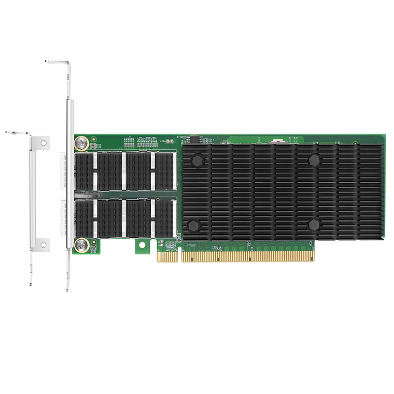 FyberOptix Intel E810-CAM2 Based Ethernet Network Interface Card, 100G Dual-Port QSFP28, PCIe 4.0 x 16, Comparable to Intel E810-CQDA2, Full Height&Low Profile