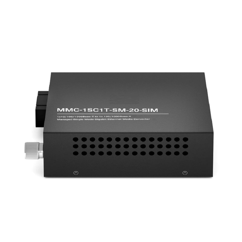 FyberOptix Managed 1x 10/100/1000Base-T RJ45 to 1x 100/1000Base-X SFP Gigabit Ethernet Media Converter, Slide-in Module, American Plug Standard