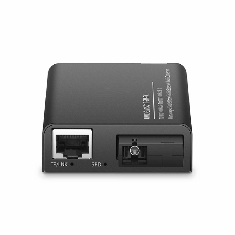 FyberOptix Mini Unmanaged 1x 10/100/1000Base-T RJ45 to 1x 100/1000Base-X Single Mode SC 1550/1310nm 20km Gigabit Ethernet Media Converter, American Plug Standard