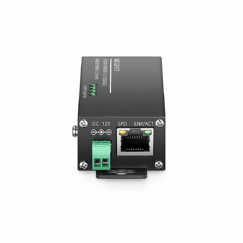 FyberOptix Mini Industrial Unmanaged 1x 10/100/1000Base-T RJ45 to 1x 1000Base-X Single Mode SC 1310nm 20km Gigabit Ethernet Media Converter, American Plug Standard