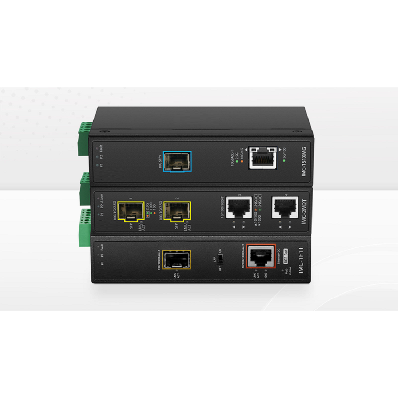 FyberOptix Industrial Unmanaged 2x 10/100/1000Base-T RJ45 to 2x 100/1000Base-X SFP Gigabit PoE++ Ethernet Media Converter