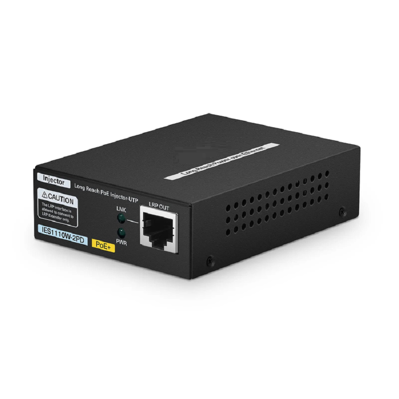FyberOptix IES1111W-2PD, 1-Port 10/100M Fast Ethernet Long Reach PoE over UTP Extender, 1 x 10/100BASE-T RJ45 Input to 1 x PoE+ Output, -20 to 70Â°C Operating Temperature
