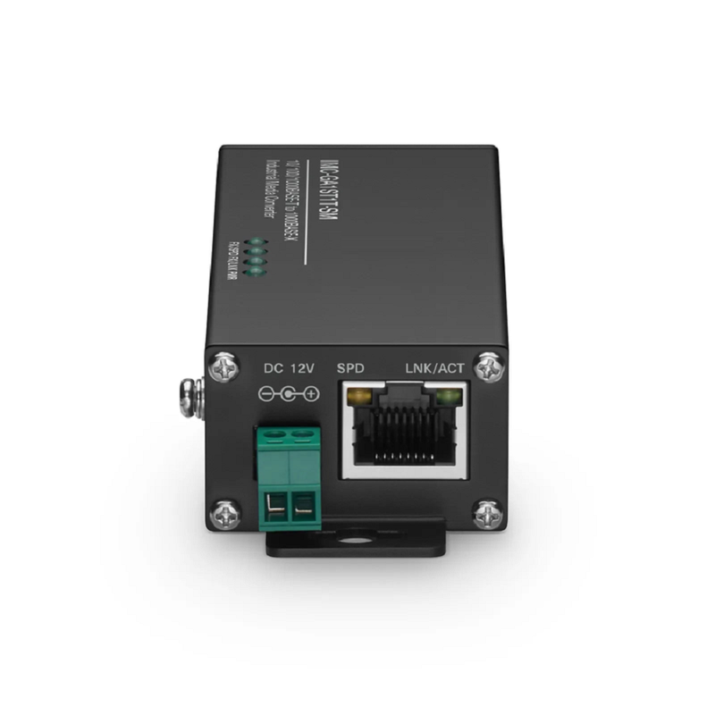 FyberOptix Mini Industrial Unmanaged 1x 10/100/1000Base-T RJ45 to 1x 1000Base-X Single Mode ST 1310nm 20km Gigabit Ethernet Media Converter, American Plug Standard