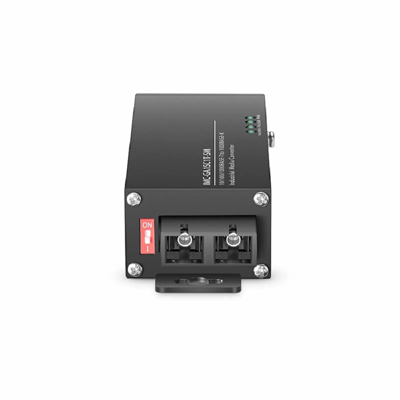 FyberOptix Mini Industrial 1x 10/100/1000Base-T RJ45 to 1x 1000Base-X Multimode SC 850nm 220/550m Gigabit Ethernet Media Converter, American Plug Standard